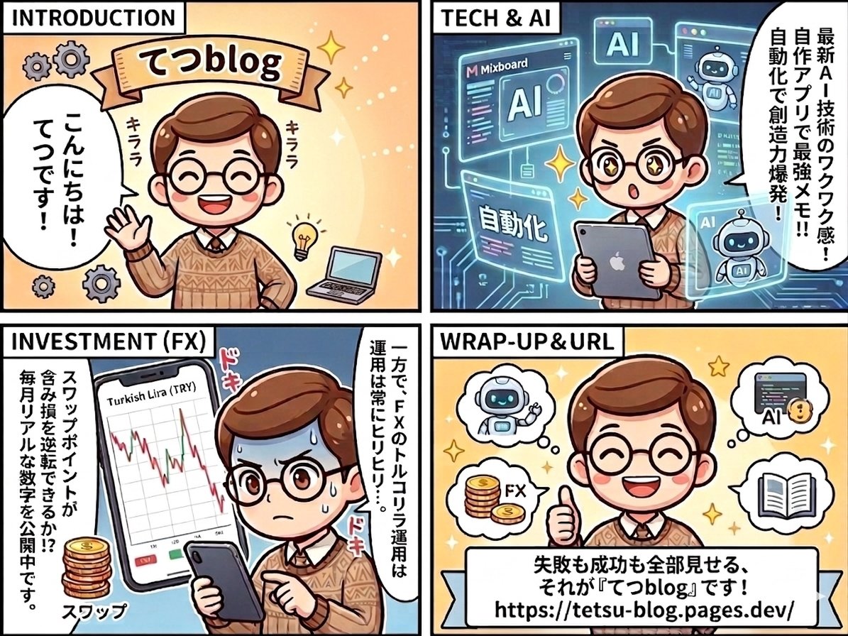 ブログの紹介用4コマ漫画をAIで作成！最新モデル「Nano Banana 2」の実力と作成手順