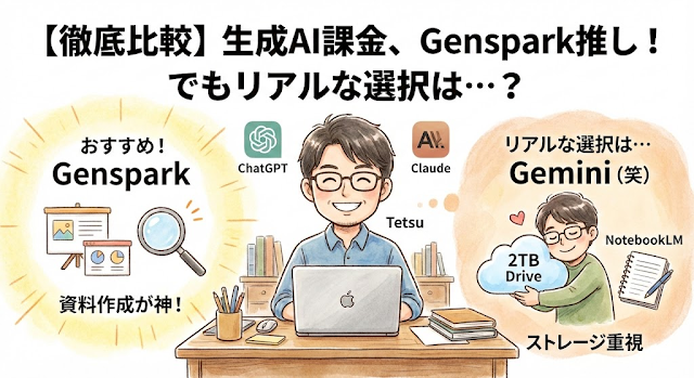 生成AIサービスに課金するなら、まずはGensparkがおすすめ！でも私はGemini派です（笑）