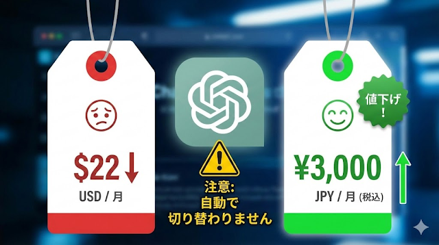 ChatGPTが円建てにより実質値引き！月額3,000円の新料金体系と既存ユーザーの注意点
