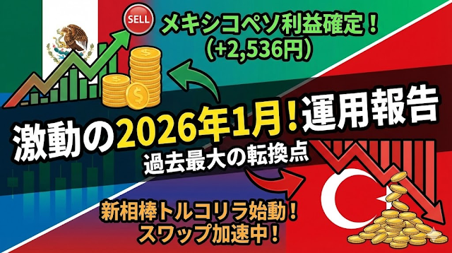 【FXスワップ運用報告】2026年1月：メキシコペソ利確＆トルコリラで再出発！波乱の幕開け？